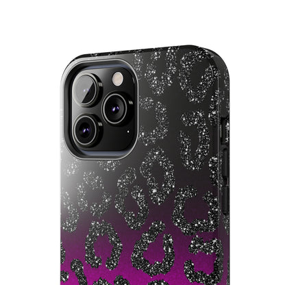 Pink and Black Ombre Leopard Design Phone Case- Lightweight, Impact Resistant Cover for iPhone 6, 6s, 12, 13, 14, 15