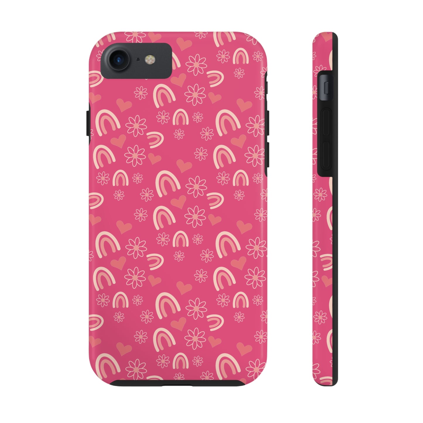 Dark Pink Boho2 Rainbow print Design Tough Phone Case compatible with a large variety of iPhone models, Gift, Phone Case