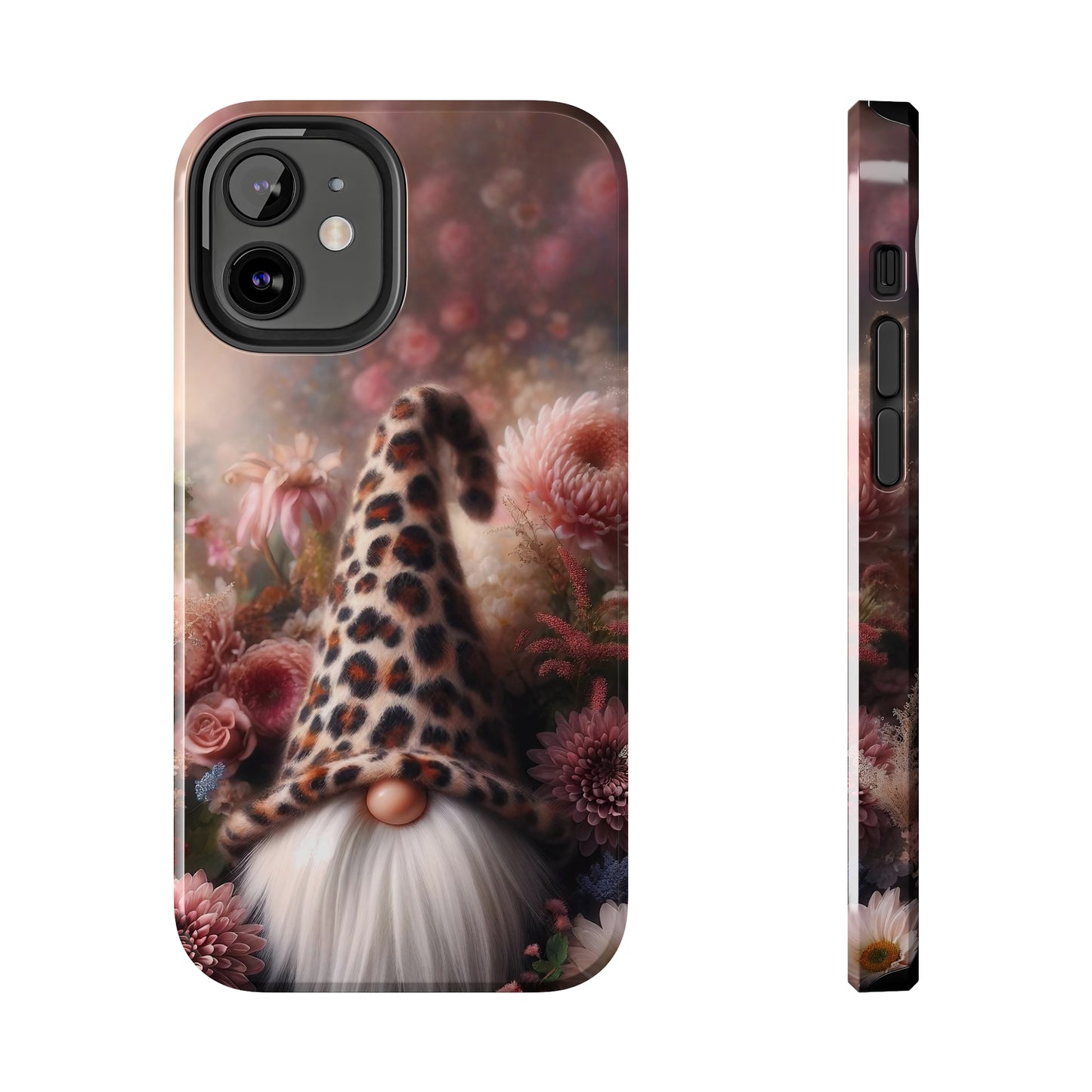 Leopard Print Fantasy Gnome Design Phone Case- Lightweight, Impact Resistant Cover for iPhone 6, 6s, 12, 13, 14, 15