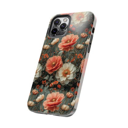 Elegant Peach Flowers Protective Cover, Botanical Garden design Tough Phone Case compatible with a large variety of iphone models