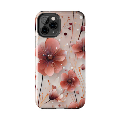 Pretty Mauve Flowers Pattern Design Tough Phone Case compatible with a large variety of iPhone models, Gift, Phone Case