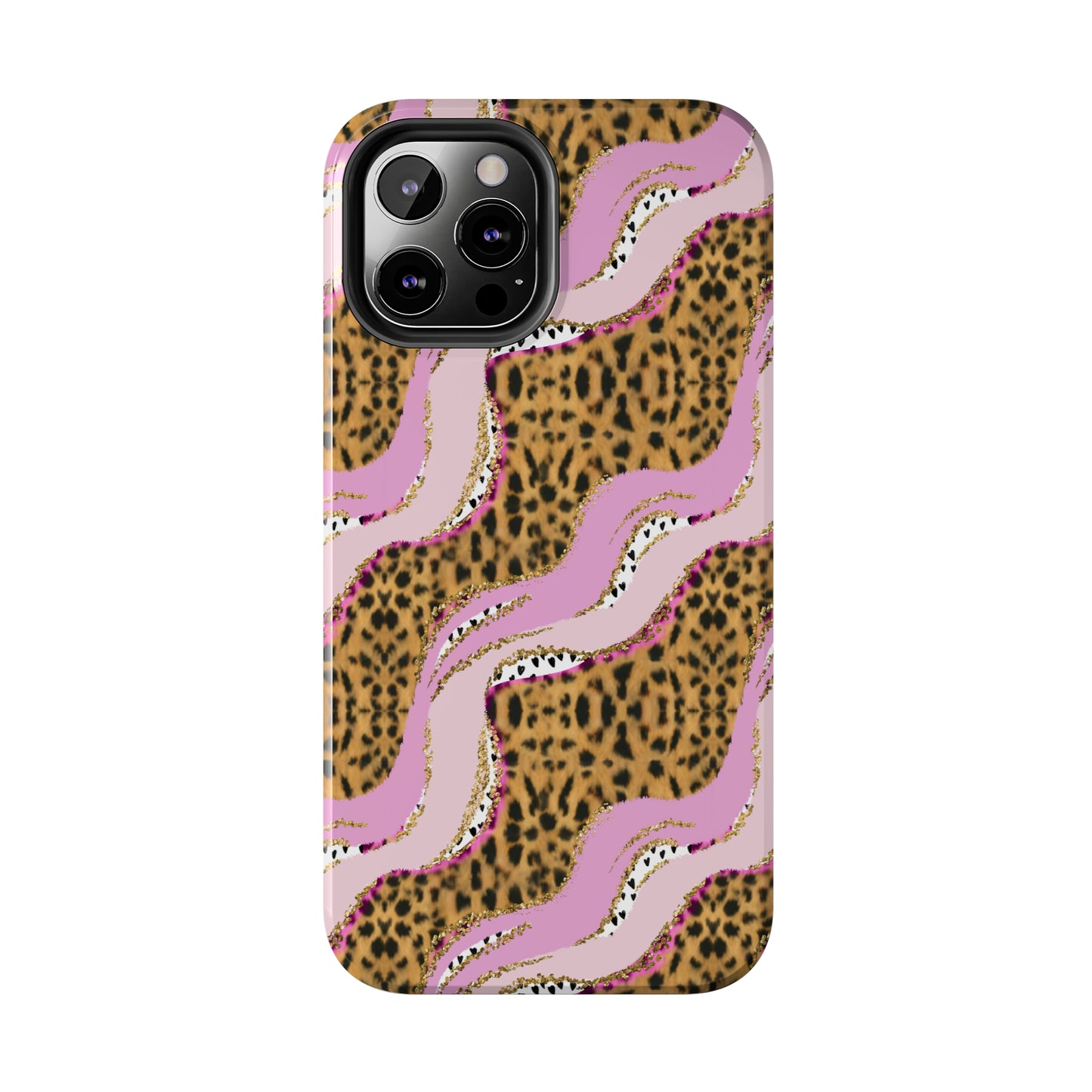 Cheetah Waves with Pink and Gold Design Phone Case- Lightweight, Impact Resistant Cover for iPhone 6, 6s, 12, 13, 14, 15