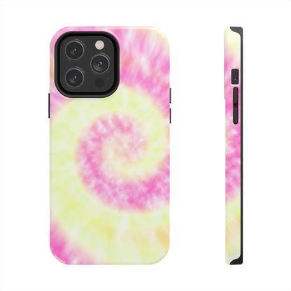 Pink and Yellow Tie Dye Design Phone Case- Lightweight, Impact Resistant Cover for iPhone 6, 6s, 12, 13, 14, 15