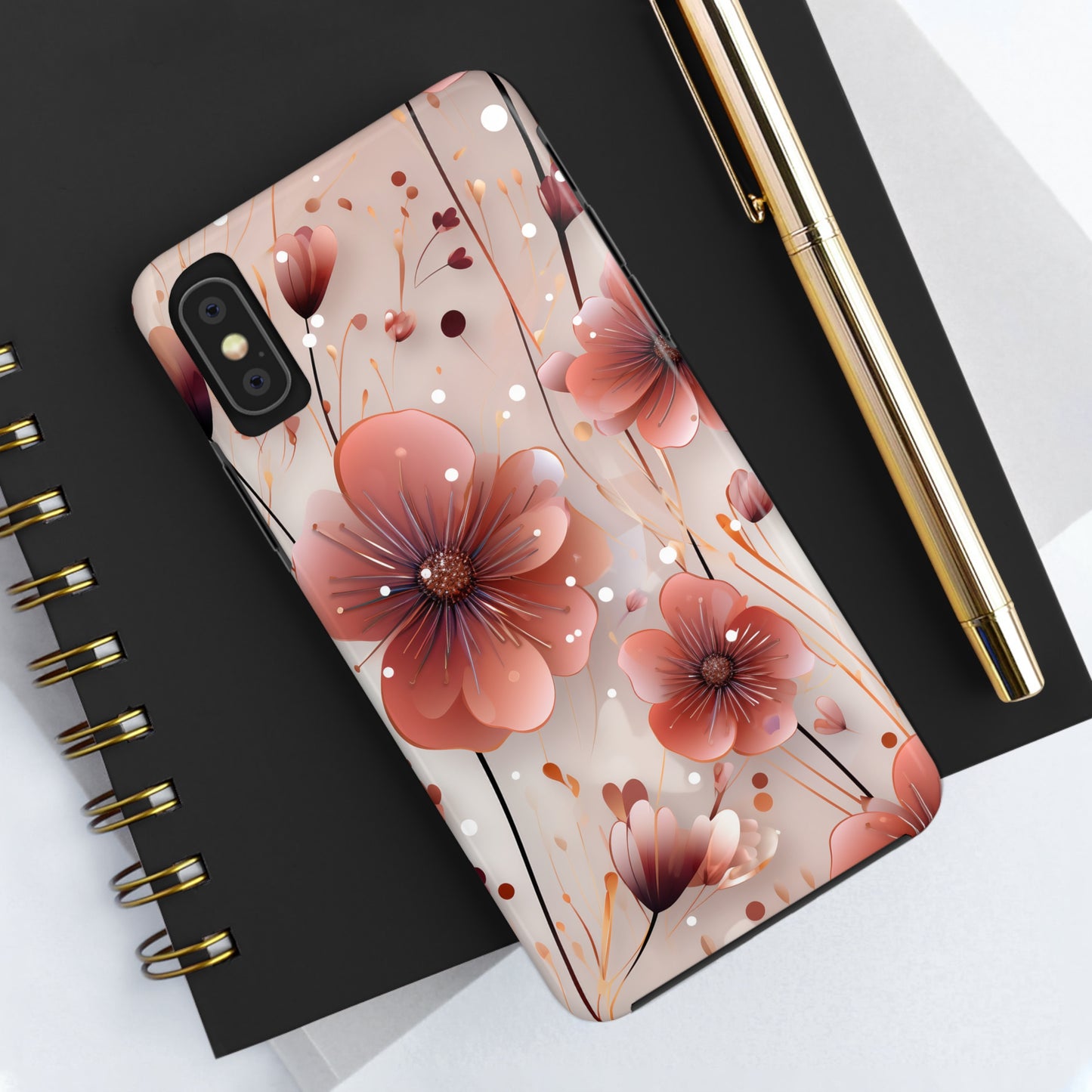 Pretty Mauve Flowers Pattern Design Tough Phone Case compatible with a large variety of iPhone models, Gift, Phone Case