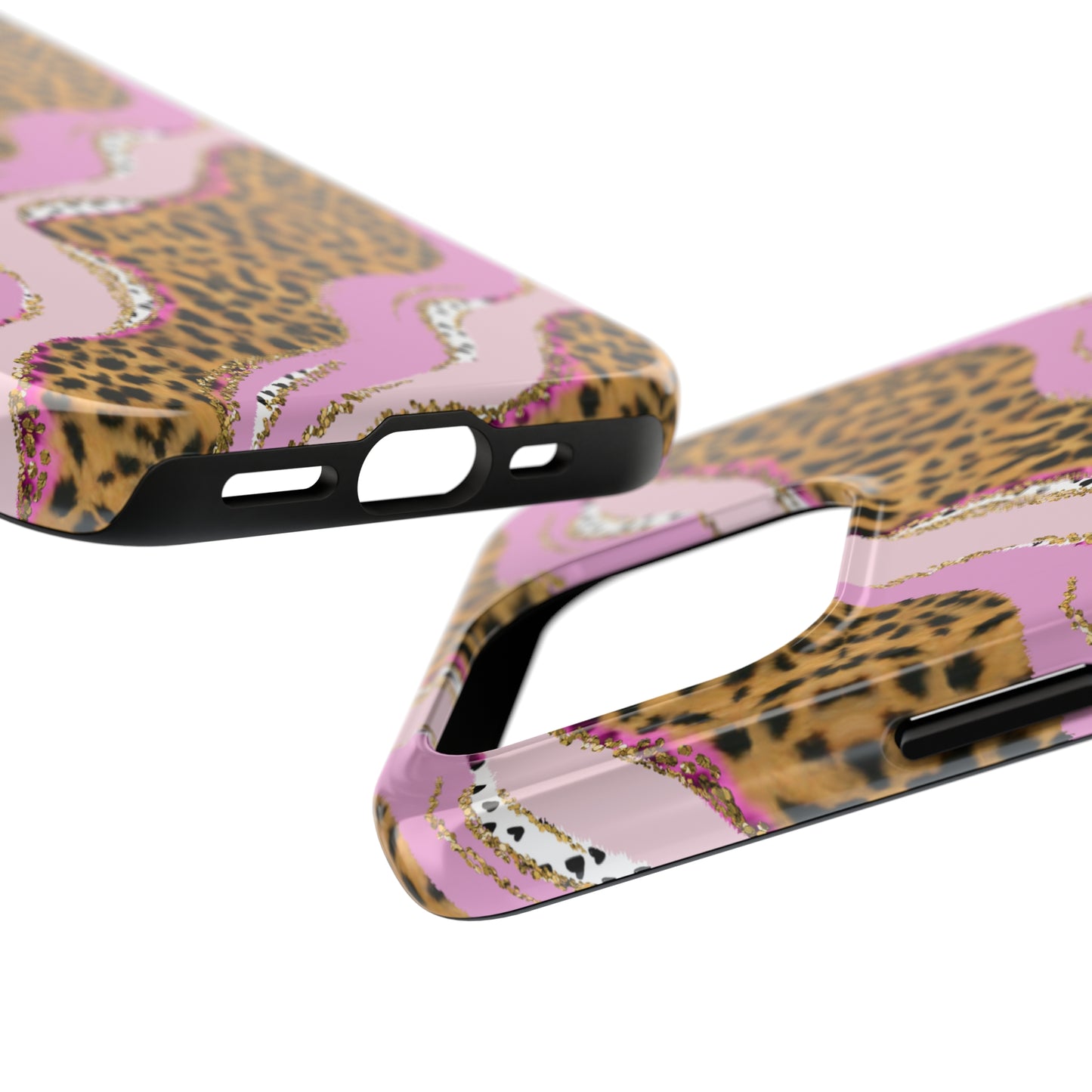 Cheetah Waves with Pink and Gold Design Phone Case- Lightweight, Impact Resistant Cover for iPhone 6, 6s, 12, 13, 14, 15