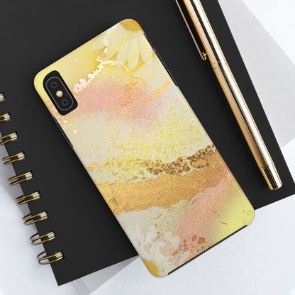 Yellow and Rose Gold Marble design Tough Phone Case compatible with a large variety of iPhone models, Gift, Phone