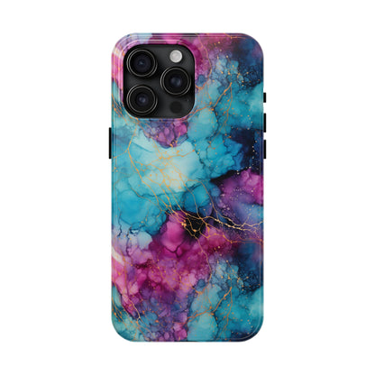 Blue and Purple Alcohol Ink Digital print Design Tough Phone Case compatible with a large variety of iPhone models, Gift, Phone Case