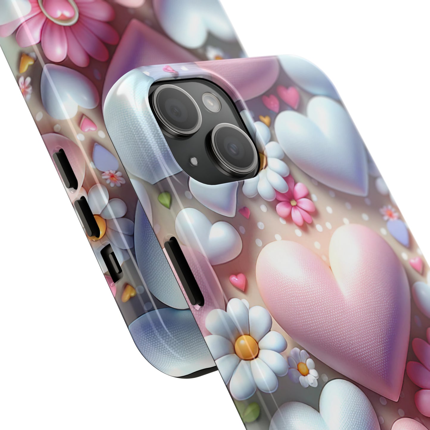 Pastel Heart and Flower Digital print Design Tough Phone Case compatible with a large variety of iPhone models, Gift, Phone Case