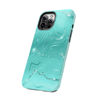 Marbled Turquoise Design Tough Phone Case compatible with a large variety of phone models, Gift, Phone Case