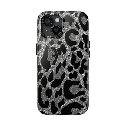 Silver and Black Leopard Design Phone Case- Lightweight, Impact Resistant Cover for iPhone 6, 6s, 12, 13, 14, 15