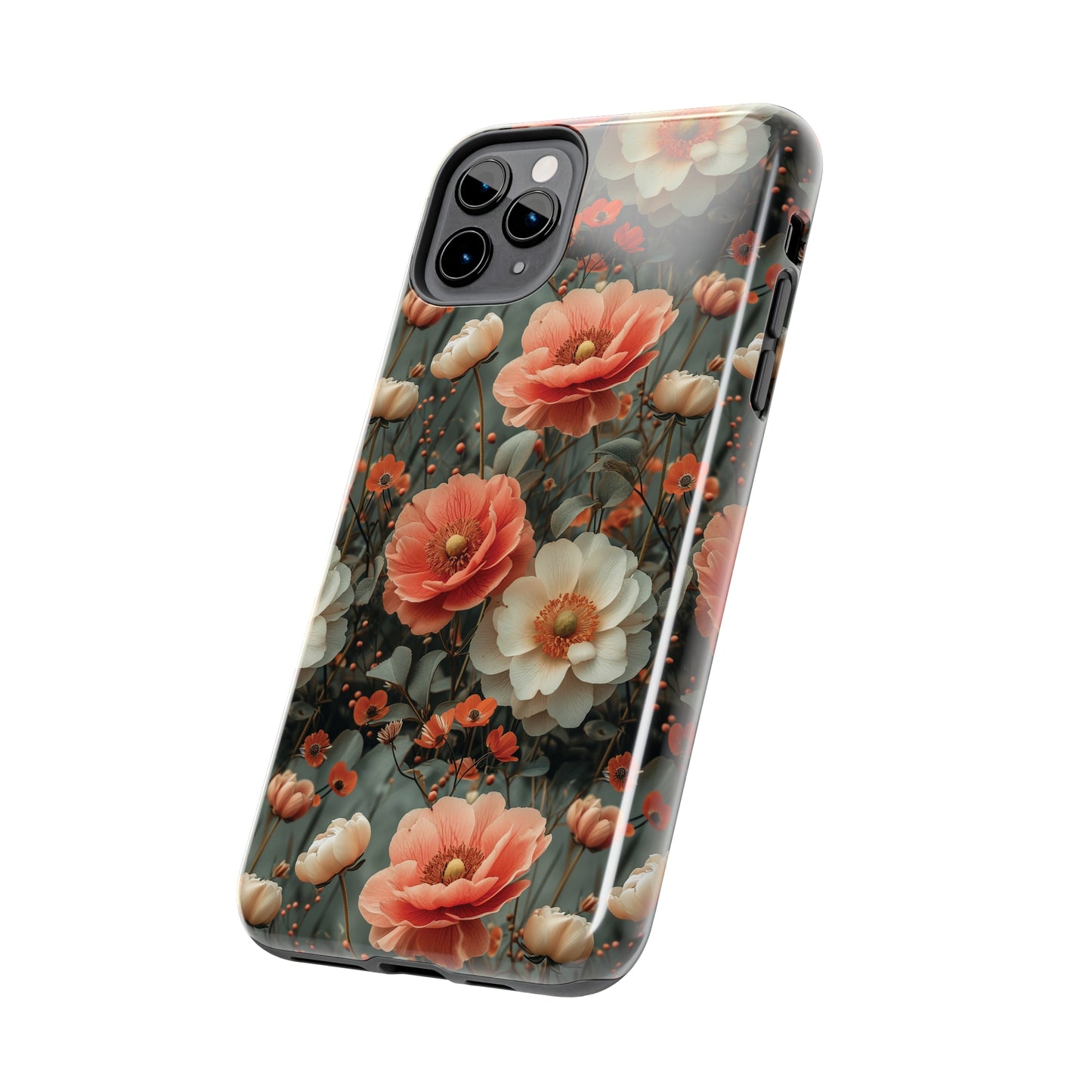 Elegant Peach Flowers Protective Cover, Botanical Garden design Tough Phone Case compatible with a large variety of iphone models