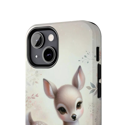 Cute Fawn and Floral print Design Tough Phone Case compatible with a large variety of iPhone models, Gift, Phone Case