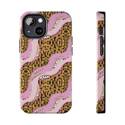 Cheetah Waves with Pink and Gold Design Phone Case- Lightweight, Impact Resistant Cover for iPhone 6, 6s, 12, 13, 14, 15