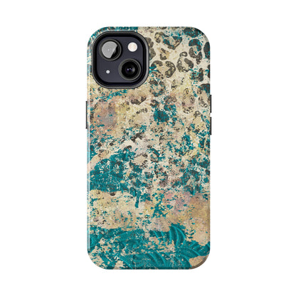 Western Turquoise and Cheetah Design Tough Phone Case compatible with a large variety of phone models, Gift, Phone Case