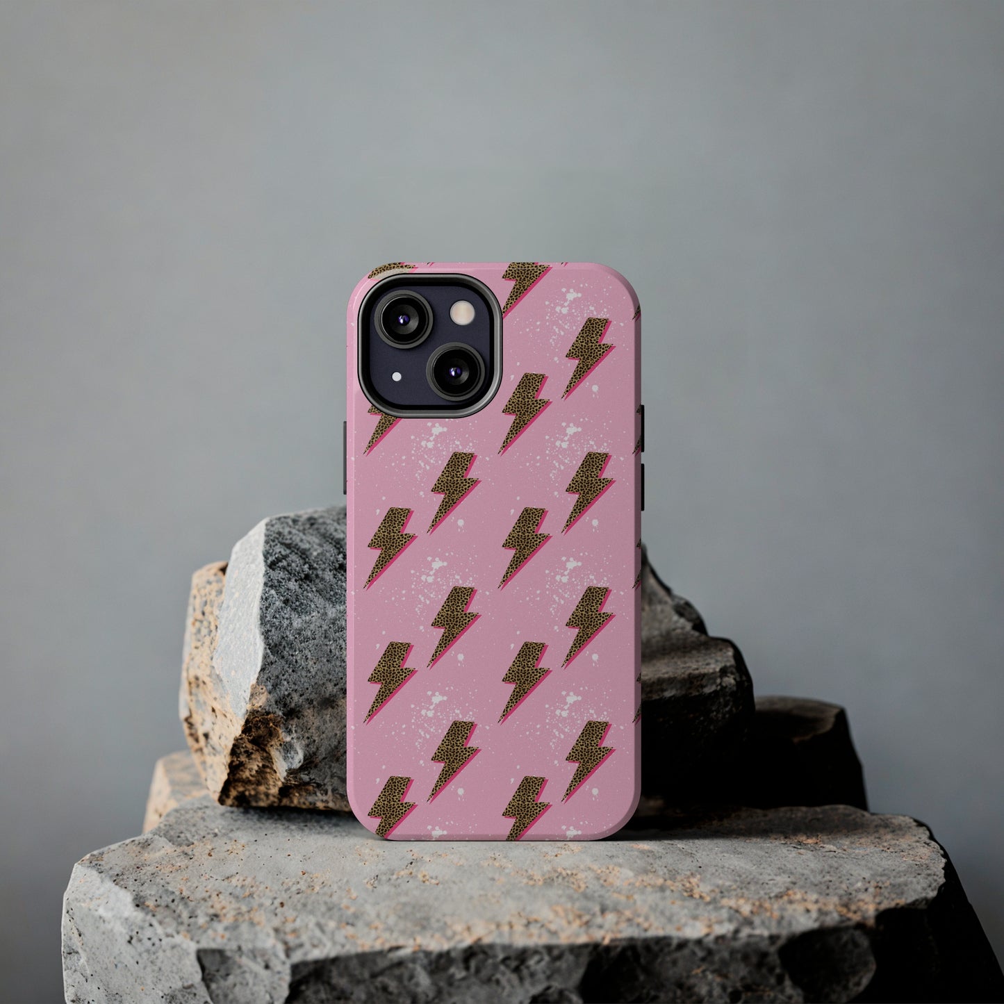 Cheetah Print Lightning Bolts Design Phone Case- Lightweight, Impact Resistant Cover for iPhone 6, 6s, 12, 13, 14, 15