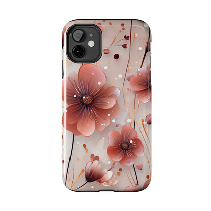 Pretty Mauve Flowers Pattern Design Tough Phone Case compatible with a large variety of iPhone models, Gift, Phone Case