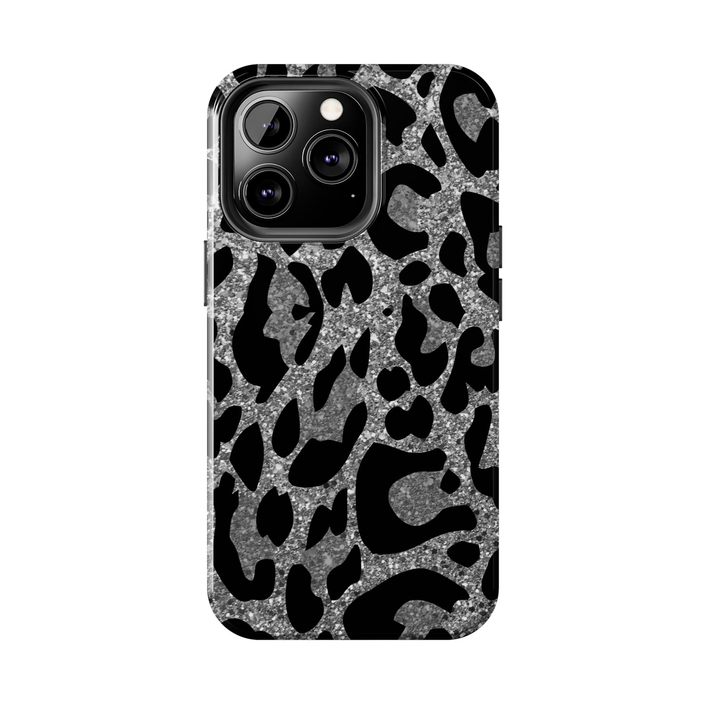 Silver and Black Leopard Design Phone Case- Lightweight, Impact Resistant Cover for iPhone 6, 6s, 12, 13, 14, 15