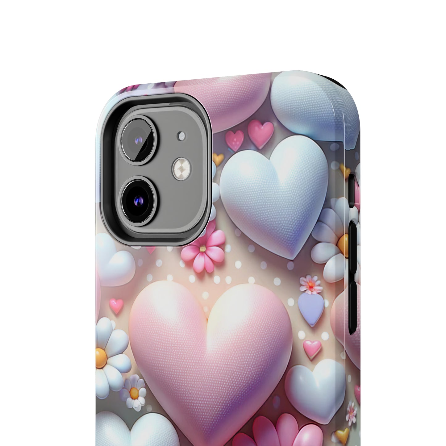 Pastel Heart and Flower Digital print Design Tough Phone Case compatible with a large variety of iPhone models, Gift, Phone Case