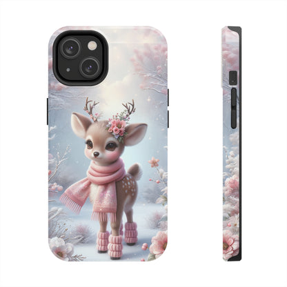 Cute Deer Winter Scene Pattern Design Tough Phone Case compatible with a large variety of iPhone models, Gift, Phone Case