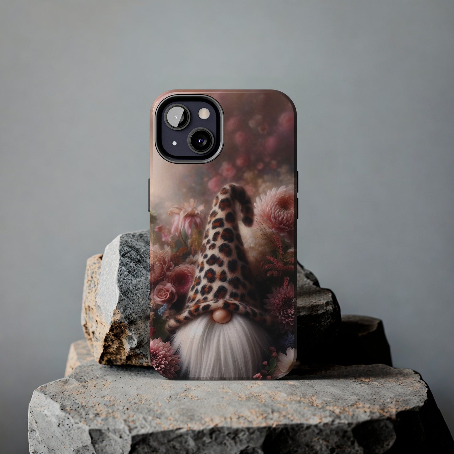 Leopard Print Fantasy Gnome Design Phone Case- Lightweight, Impact Resistant Cover for iPhone 6, 6s, 12, 13, 14, 15