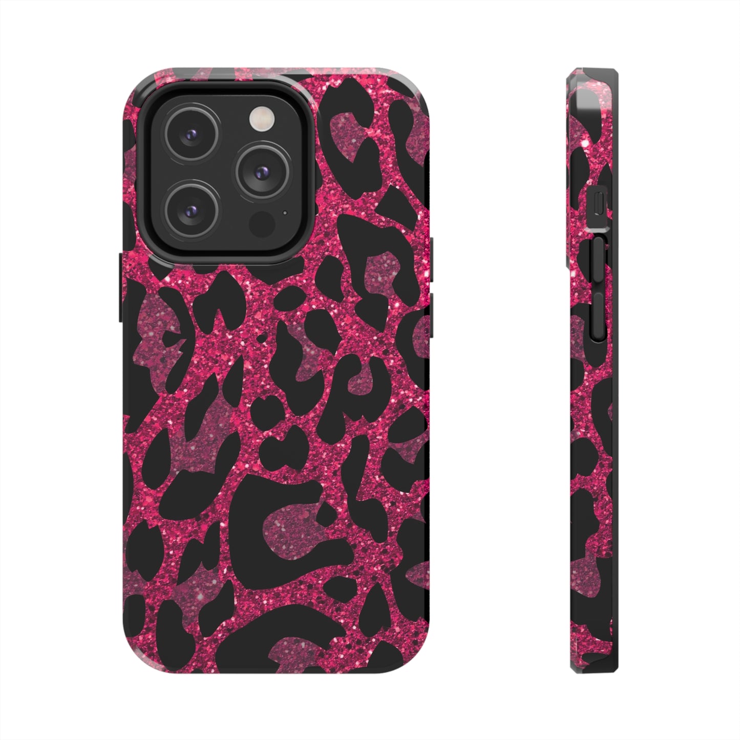 Pink and Black Leopard Design Phone Case- Lightweight, Impact Resistant Cover for iPhone 6, 6s, 12, 13, 14, 15