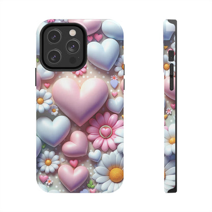 Pastel Heart and Flower Digital print Design Tough Phone Case compatible with a large variety of iPhone models, Gift, Phone Case