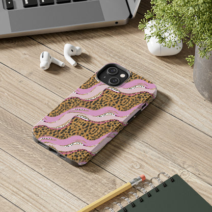 Cheetah Waves with Pink and Gold Design Phone Case- Lightweight, Impact Resistant Cover for iPhone 6, 6s, 12, 13, 14, 15