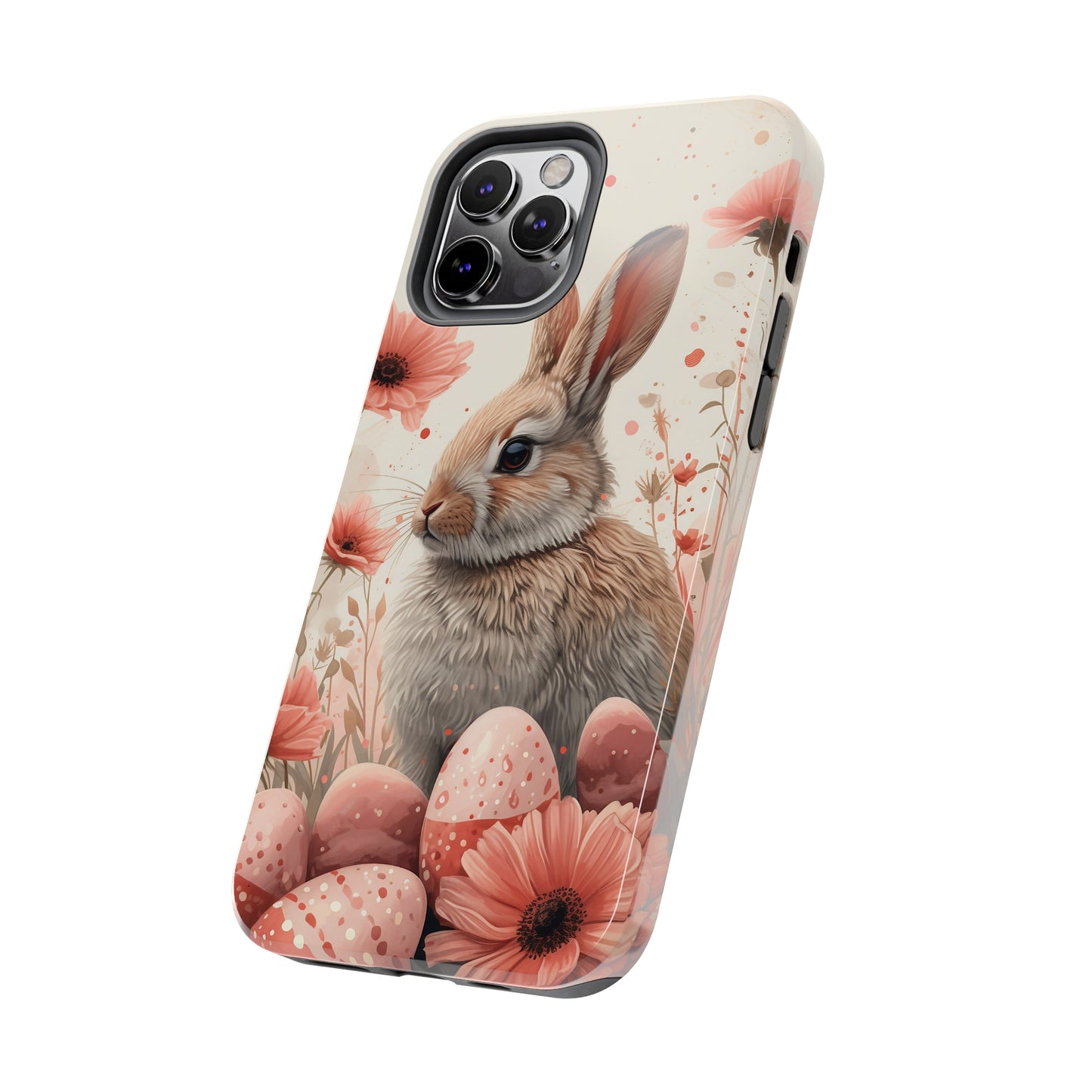 Watercolor Easter Bunny and Spring Flowers Design Phone Case- Lightweight, Impact Resistant Cover for iPhone 6, 6s, 12, 13, 14, 15