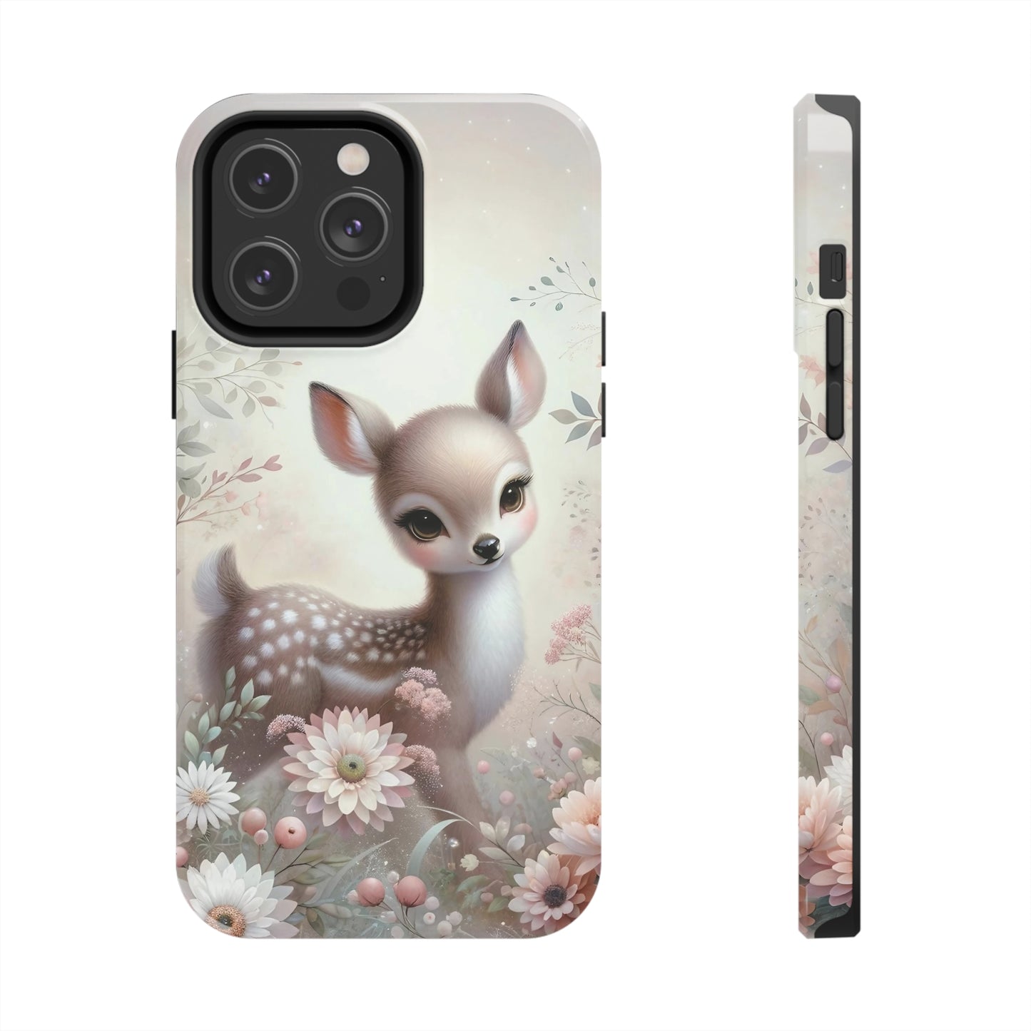 Cute Fawn and Floral print Design Tough Phone Case compatible with a large variety of iPhone models, Gift, Phone Case