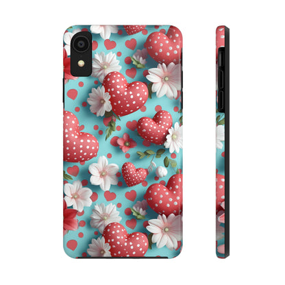 Polka Dot Hearts Digital print Design Tough Phone Case compatible with a large variety of iPhone models, Gift, Phone Case