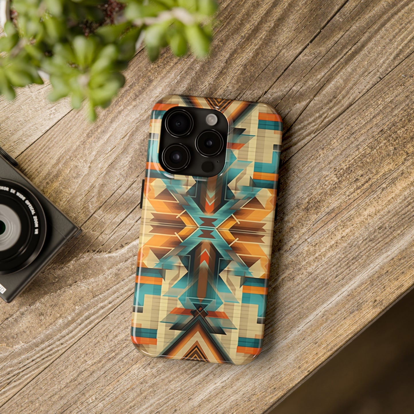 Beautiful Blue and Cream Native American Pattern Design Tough Phone Case compatible with a large variety of iPhone models, Gift, Phone Case