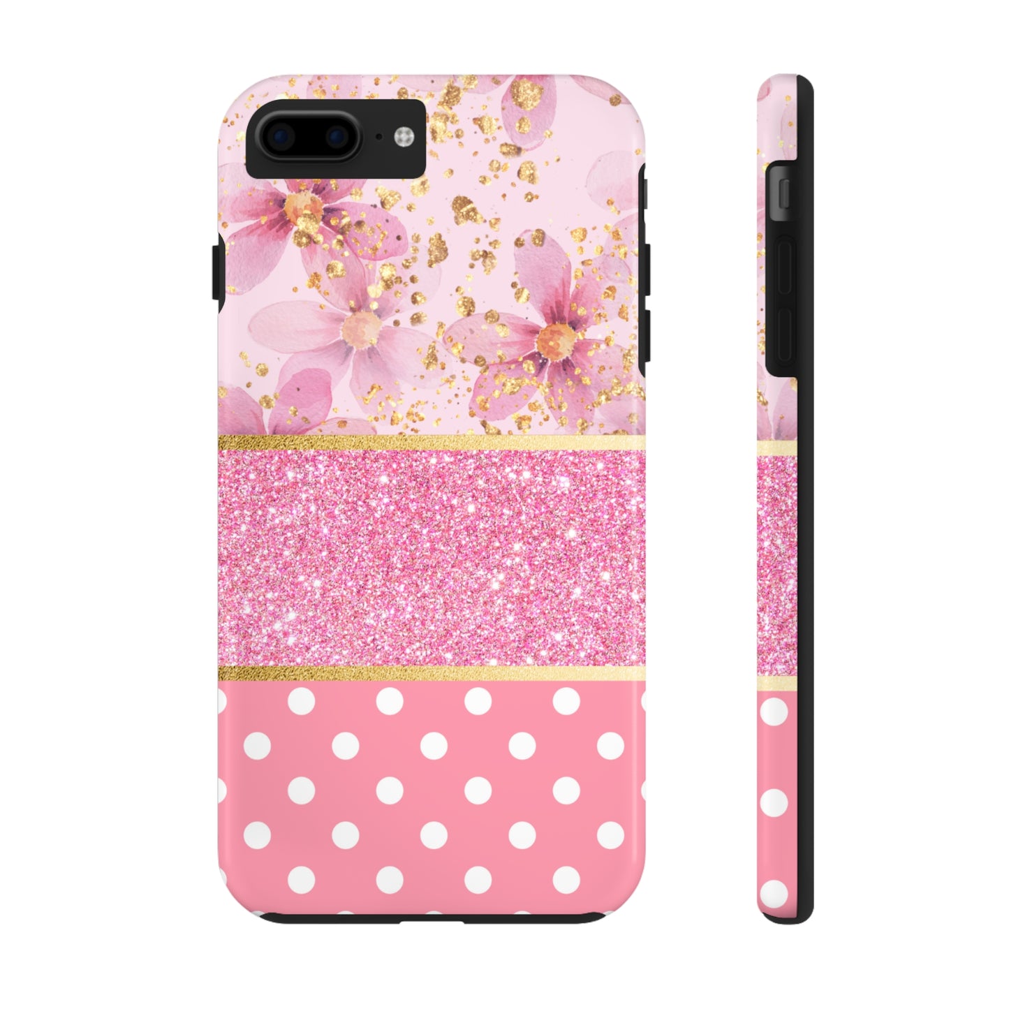 Pink Watercolor flowers and Polka Dot Design Phone Case- Lightweight, Impact Resistant Cover for iPhone 6, 6s, 12, 13, 14, 15