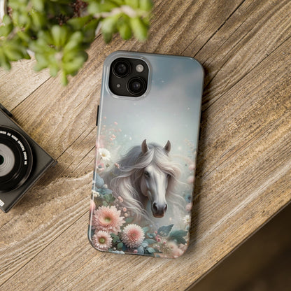 Beautiful Horse and Floral print Design Tough Phone Case compatible with a large variety of iPhone models, Gift, Phone Case