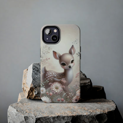 Cute Fawn and Floral print Design Tough Phone Case compatible with a large variety of iPhone models, Gift, Phone Case