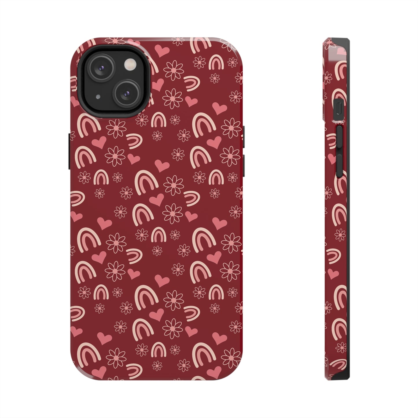 Red Boho2 Rainbow print Design Tough Phone Case compatible with a large variety of iPhone models, Gift, Phone Case