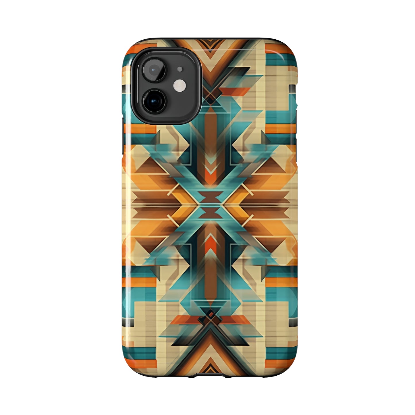 Beautiful Blue and Cream Native American Pattern Design Tough Phone Case compatible with a large variety of iPhone models, Gift, Phone Case