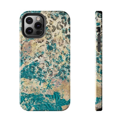 Western Turquoise and Cheetah Design Tough Phone Case compatible with a large variety of phone models, Gift, Phone Case