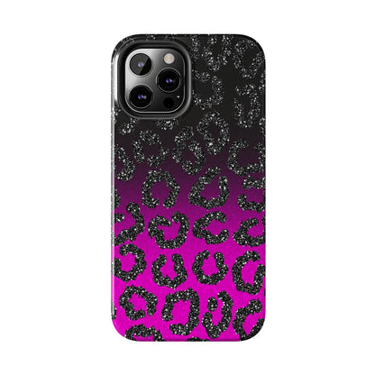 Pink and Black Ombre Leopard Design Phone Case- Lightweight, Impact Resistant Cover for iPhone 6, 6s, 12, 13, 14, 15