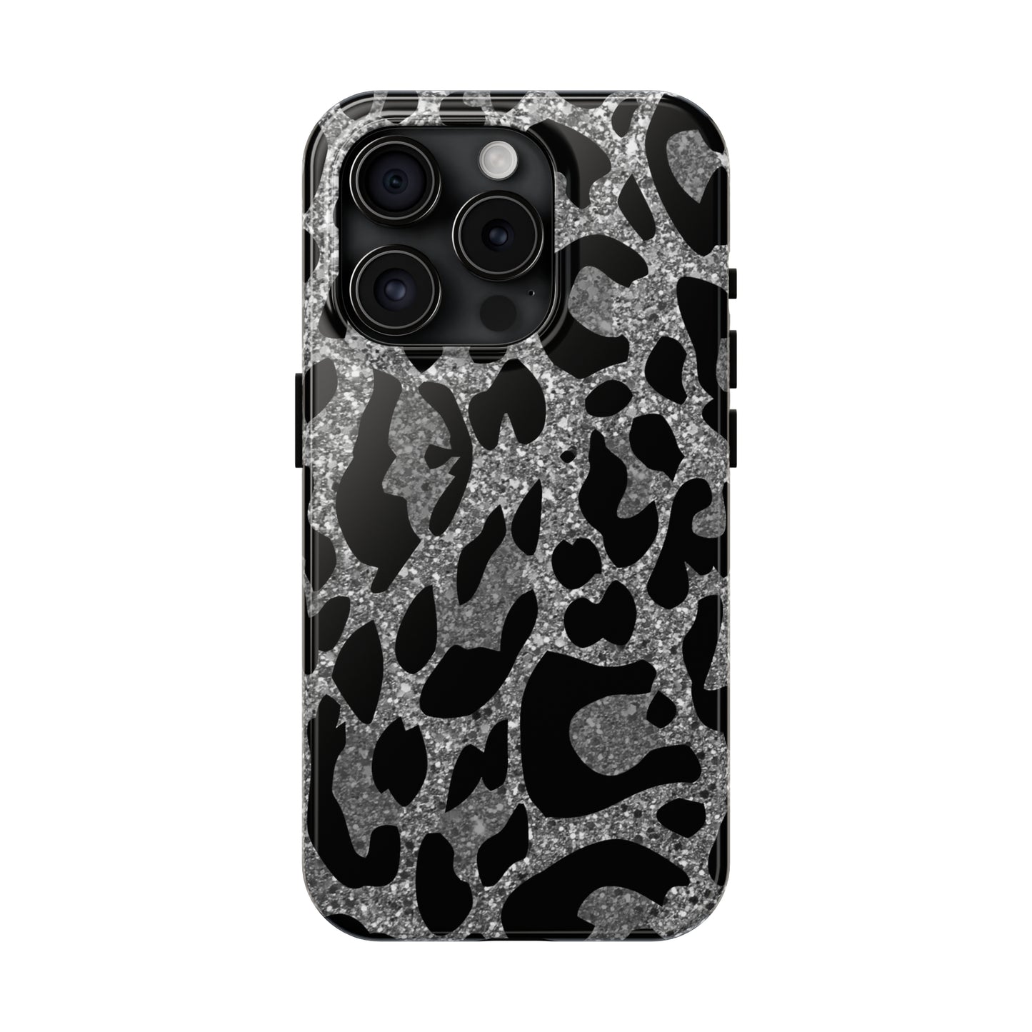 Silver and Black Leopard Design Phone Case- Lightweight, Impact Resistant Cover for iPhone 6, 6s, 12, 13, 14, 15