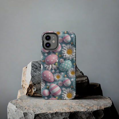 Easter Eggs and Daisies Digital print Design Tough Phone Case compatible with a large variety of iPhone models, Gift, Phone Case