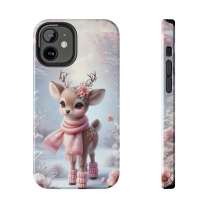 Cute Deer Winter Scene Pattern Design Tough Phone Case compatible with a large variety of iPhone models, Gift, Phone Case