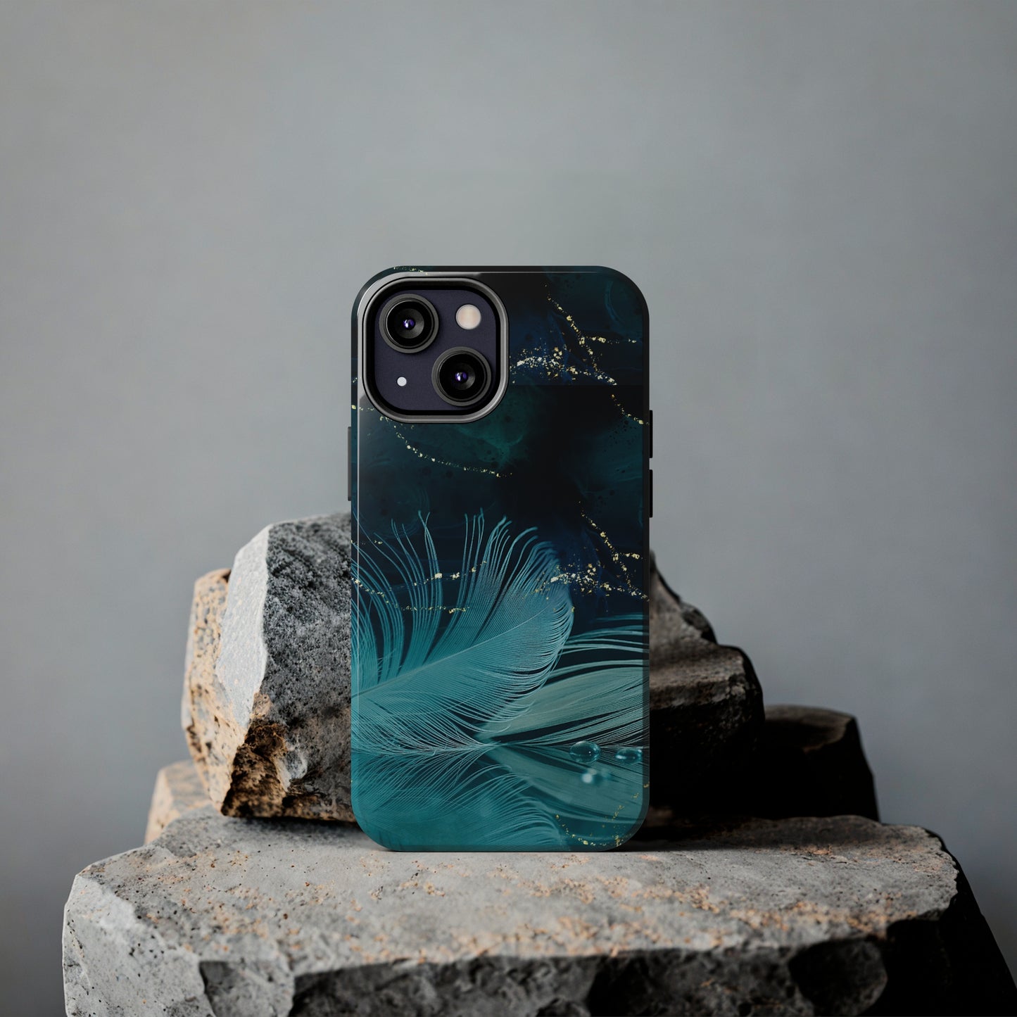 Dreamy Blue Feather design Tough Phone Case compatible with a large variety of iPhone models, Gift, Phone