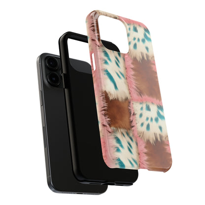 Modern Cowgirl Cowhide Design Pattern Print Tough Phone Case compatible with a large variety of phone models, Phone Case, Gift