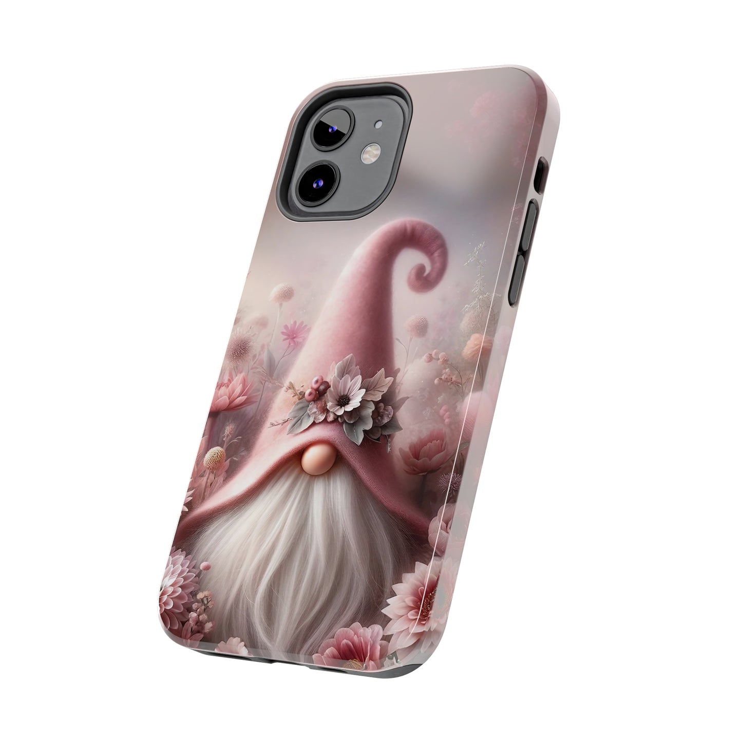 Pink Floral Fantasy Gnome Design Phone Case- Lightweight, Impact Resistant Cover for iPhone 6, 6s, 12, 13, 14, 15