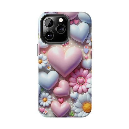 Pastel Heart and Flower Digital print Design Tough Phone Case compatible with a large variety of iPhone models, Gift, Phone Case