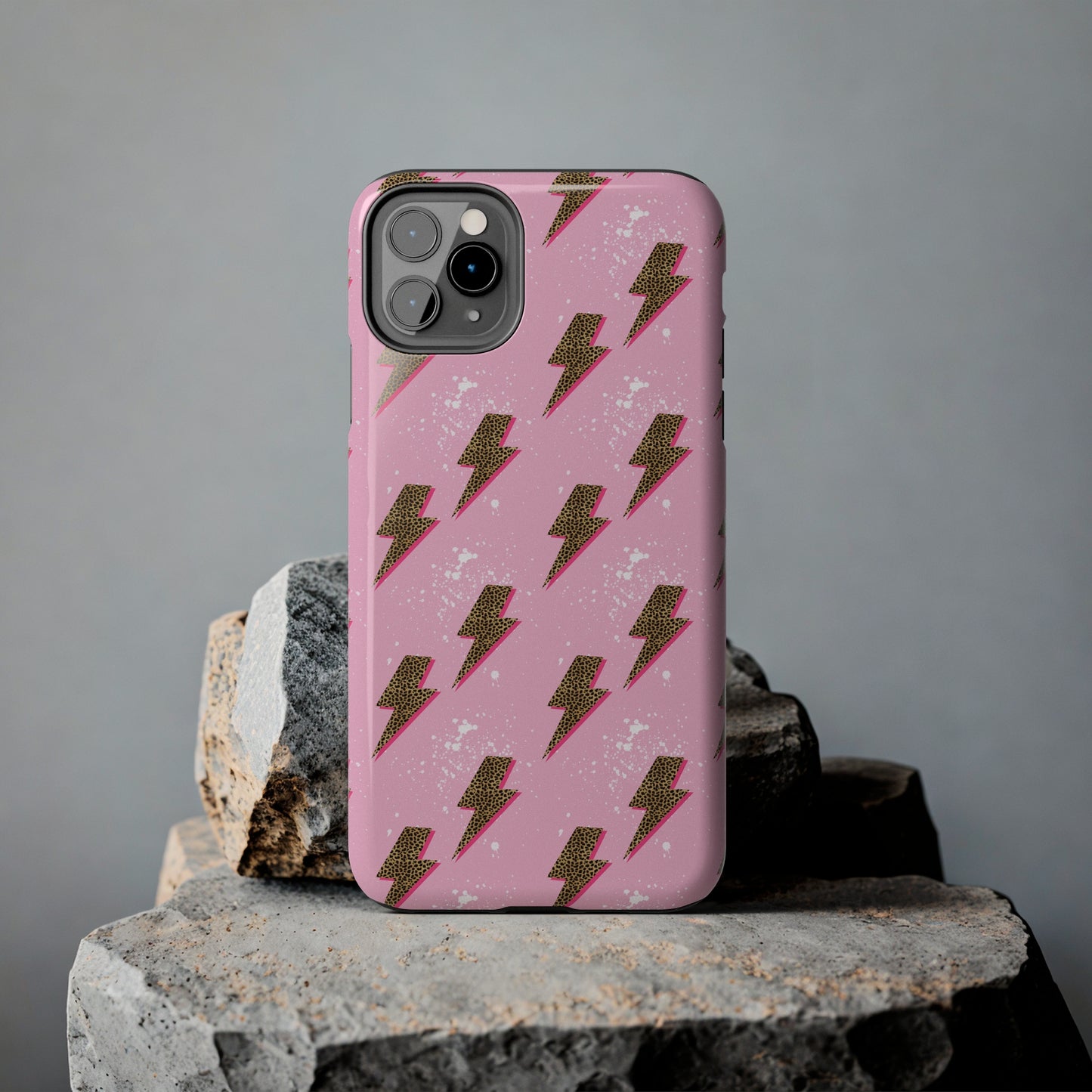 Cheetah Print Lightning Bolts Design Phone Case- Lightweight, Impact Resistant Cover for iPhone 6, 6s, 12, 13, 14, 15