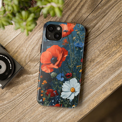 Wildflowers Vibrant Tones Digital print Design Tough Phone Case compatible with a large variety of iPhone models, Gift, Phone Case