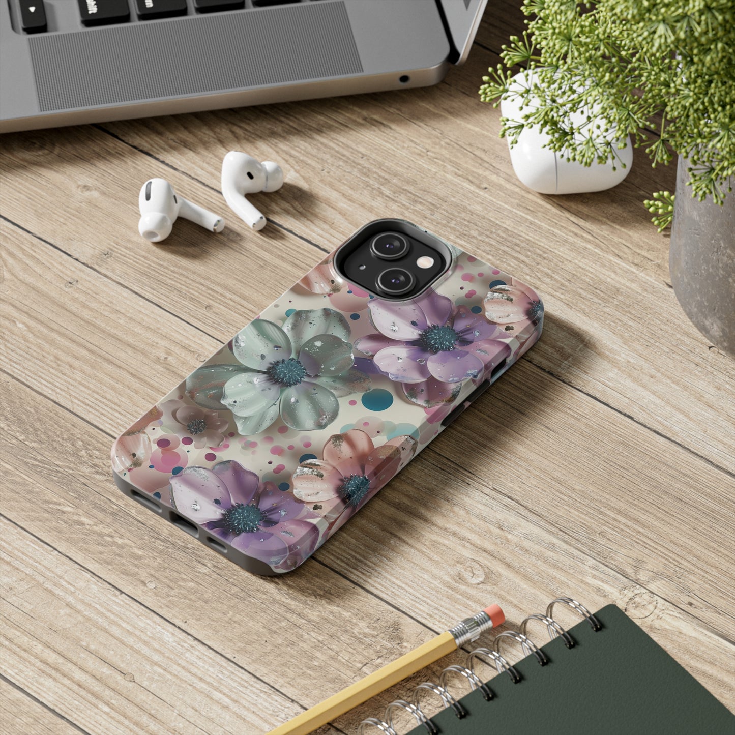 Fun Pastel Flowers Digital print Design Tough Phone Case compatible with a large variety of iPhone models, Gift, Phone Case