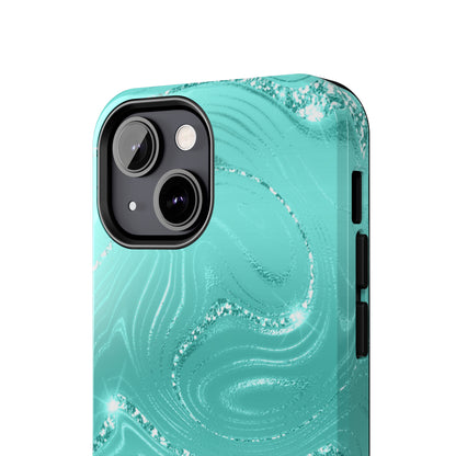 Marbled Turquoise Design Tough Phone Case compatible with a large variety of phone models, Gift, Phone Case