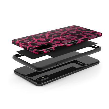 Pink and Black Leopard Design Phone Case- Lightweight, Impact Resistant Cover for iPhone 6, 6s, 12, 13, 14, 15